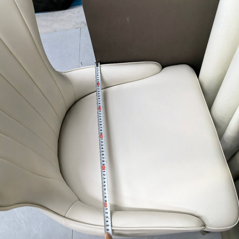 Wooden Dining Chairs with White Leather