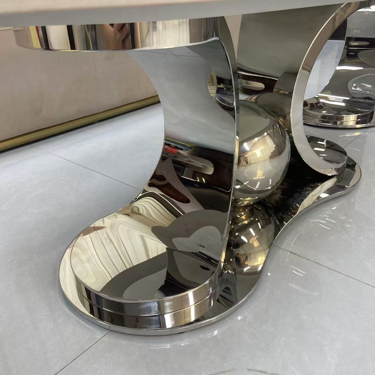 Oval Sintered Stone Coffee Table and Side Table - C2503