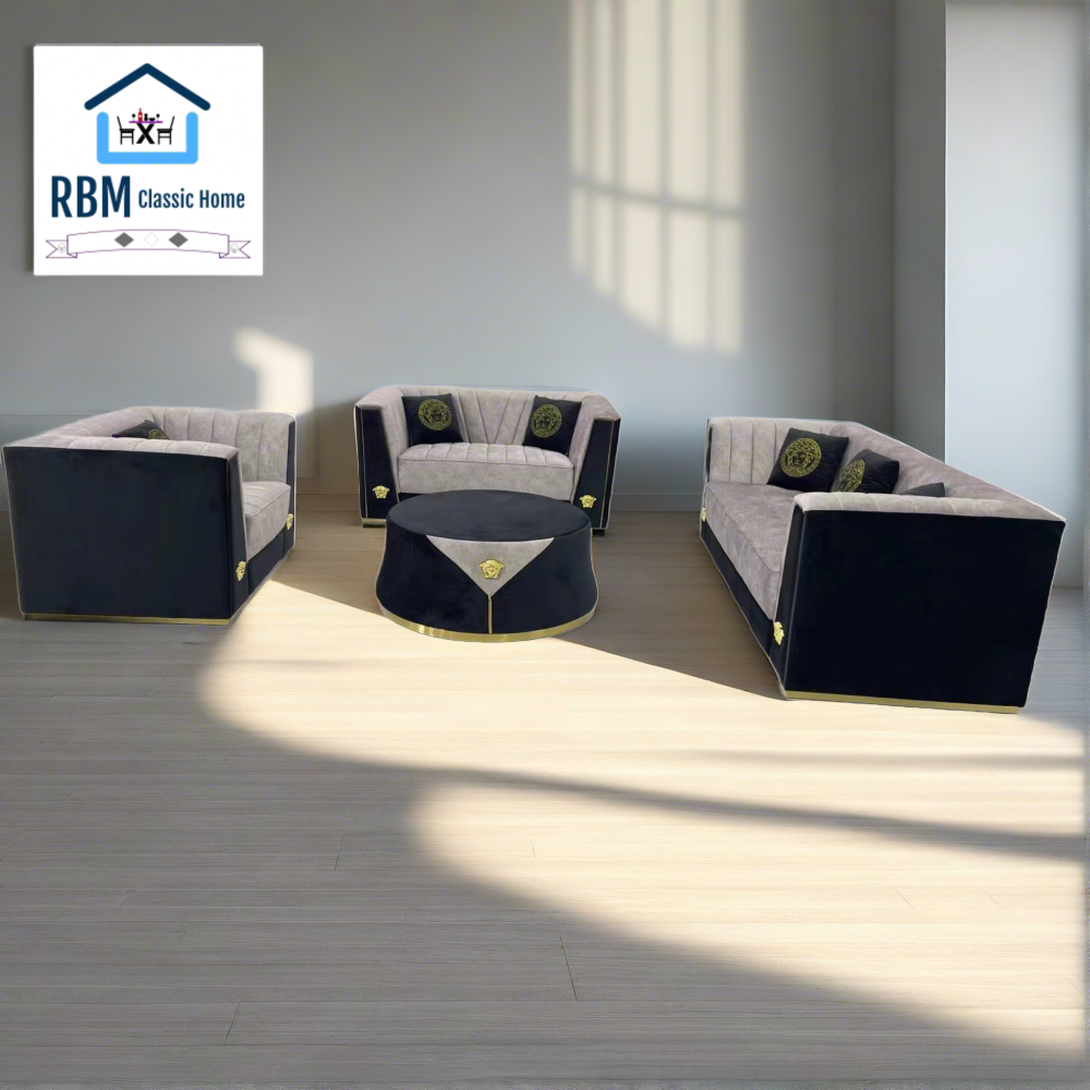 Luxury, Stylish and Comfortable Sofas In Velvet Material With Gold Stylish Trim