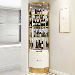 Classy Modern RBM Classic Home Corner White and Gold Wine / Display / Traditional Corner Cabinet