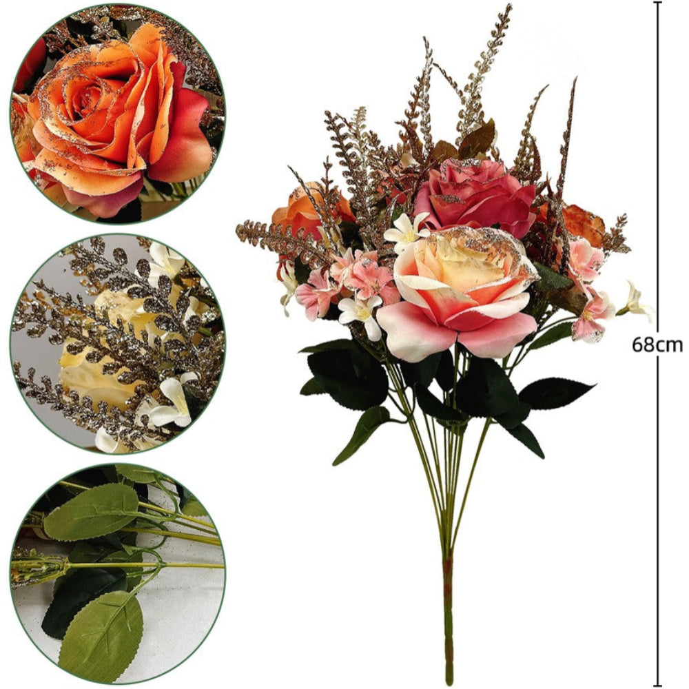 Fancy Orange Bunch of Flowers / Roses in Artificial Material