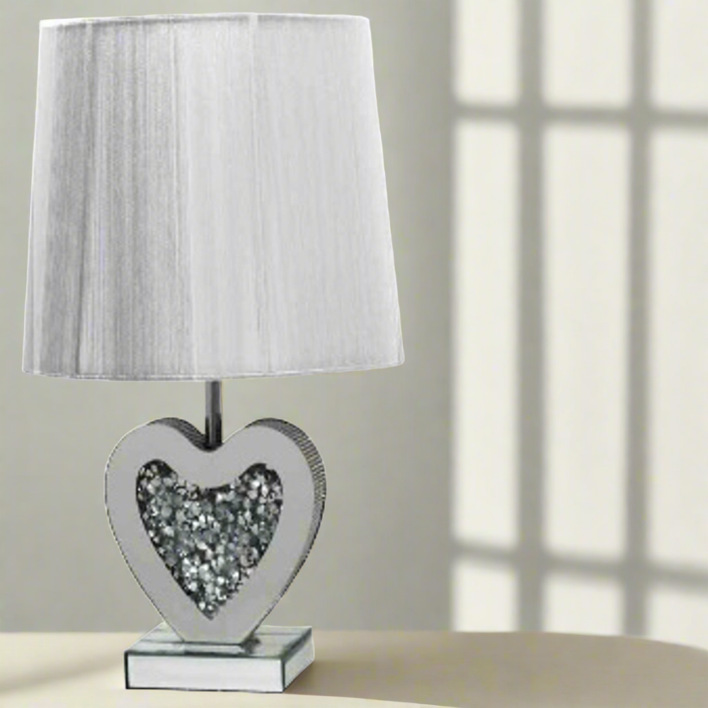Elegant Mirrored Glass Decorative Table Lamp in Silver