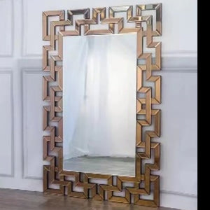Rose Gold Elegant Mirrored Hallway Console Wall Mirror 