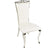 Classic White Leather Dining Room Chair With a Silver Stainless Steel Frame
