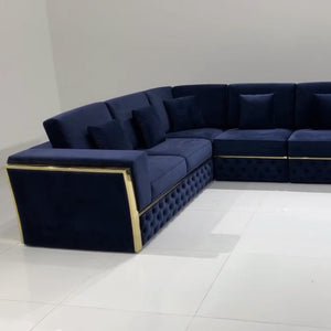 Luxury, Stylish and Comfortable Sofas In Velvet Material With Gold Stylish Trim