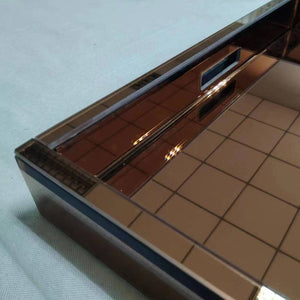 Modern Glass Mirrored Serving Tray, Available in Silver and Brown Colours for Your Decorations