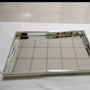 Modern Glass Mirrored Serving Tray, Available in Silver and Brown Colours
