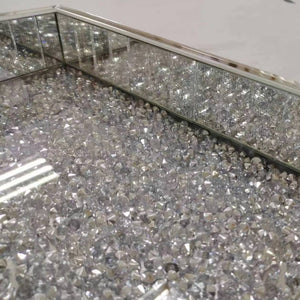 Diamond Crushed Glass Decorative Mirror in Silver