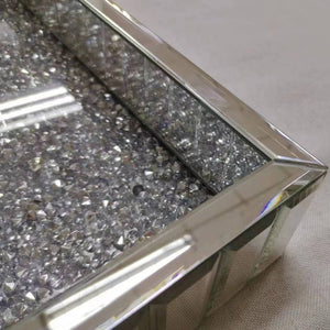 Modern and Classy Diamond Crushed Glass Decorative Mirror in Silver