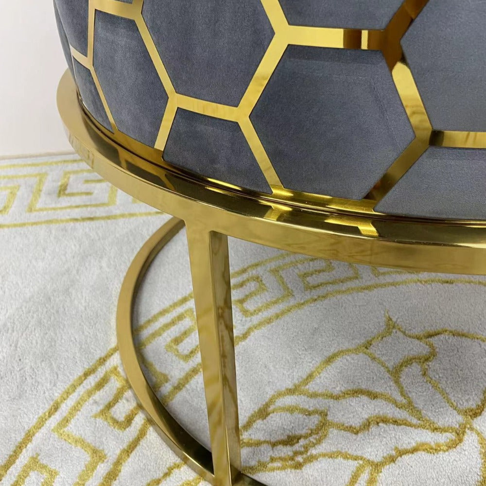 Elegant Design Grey Velvet Dining Room Chairs in Gold Stainless Steel frame