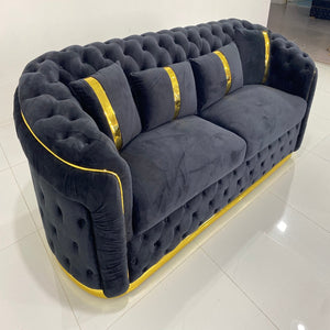 Luxury, Stylish and Comfortable Sofas / Couches in Blue Velvet Material with Golden trims