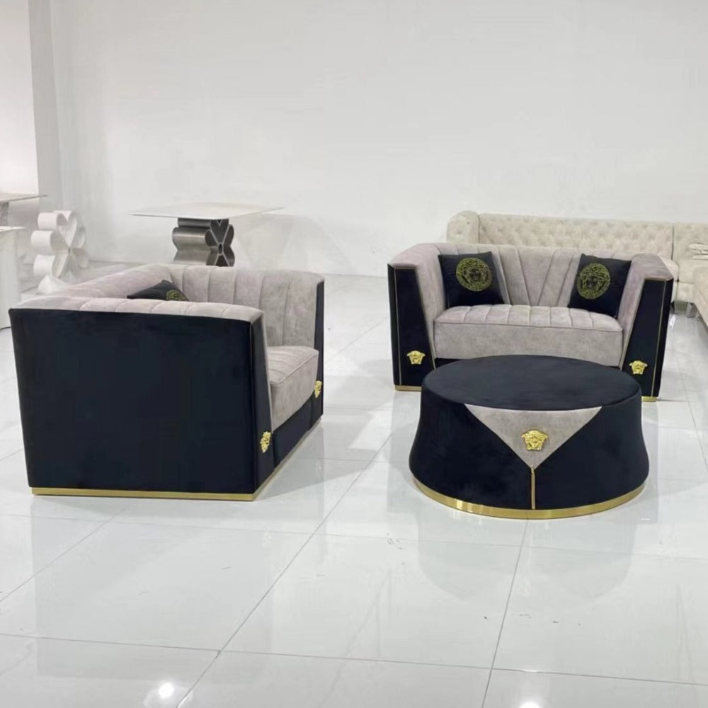 Blue Modern Classy Velvet Couches with Designer Logo