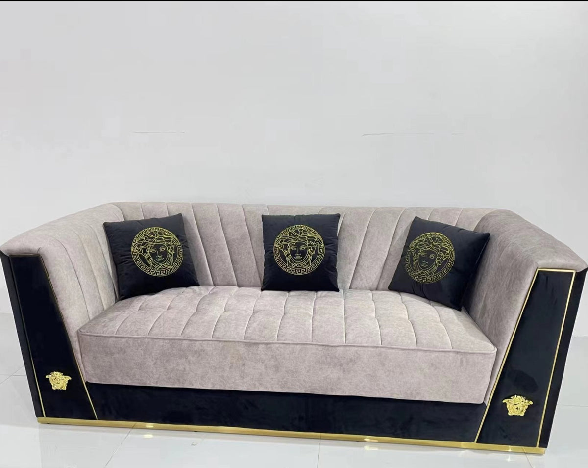Luxury, Stylish and Comfortable Sofas In Velvet Material With Gold Stylish Trim