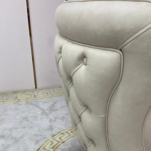Modern Cream Leather Dining Room Chair in Gold Stainless Steel Frame