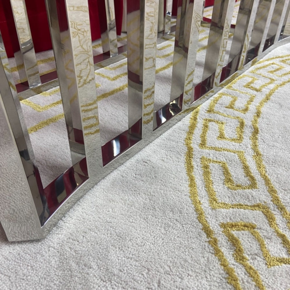 Luxurious, Classy and Stylish Elegant Marble Console Table with Silver Stainless Steel Frame.