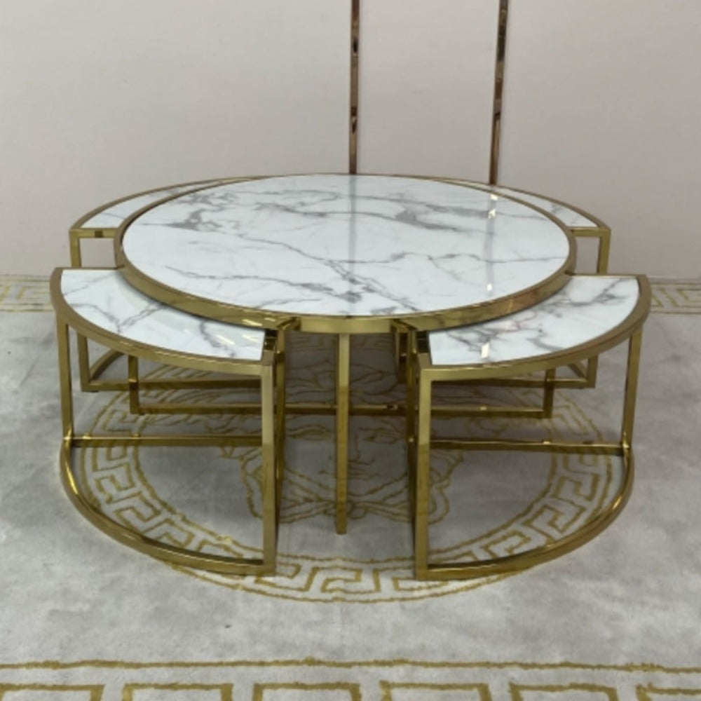 White and gold nesting coffee table best sale