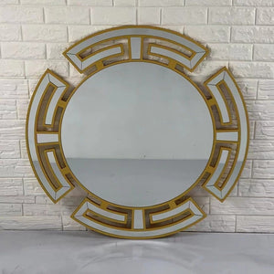 Gold Modern Classic Mirrored Glass Round / Circle Hallway Wall Mirror