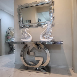 Adrian Marble Console table with Stainless Steel and Mirror