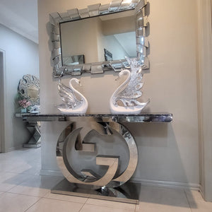 Adrian Marble Console table with Stainless Steel and Mirror