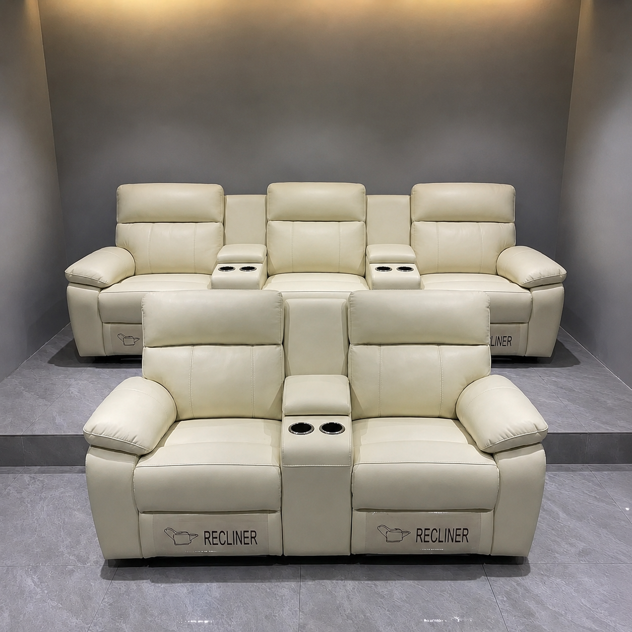 Theatre Recliner Leather Sofa set