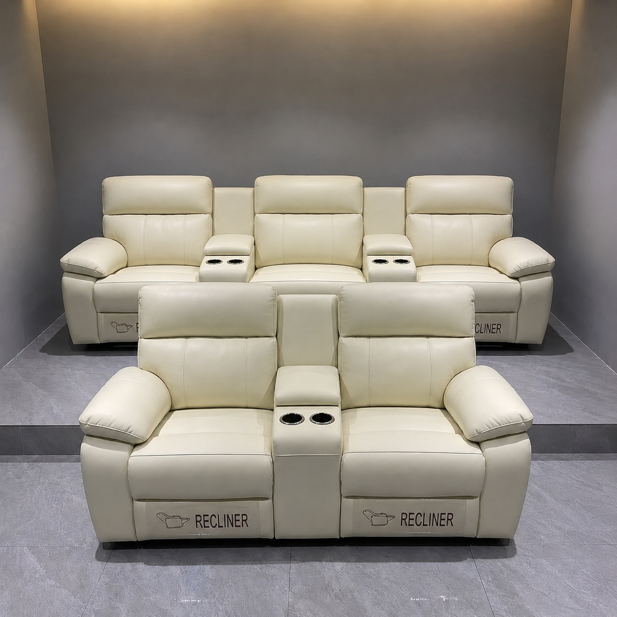 Theatre Recliner Leather Sofa set