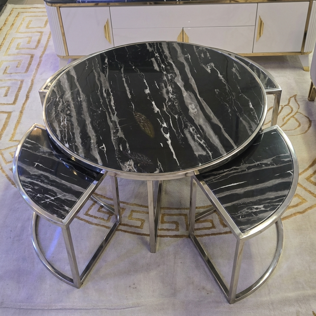 5 Piece Nested Coffee Tables - Silver