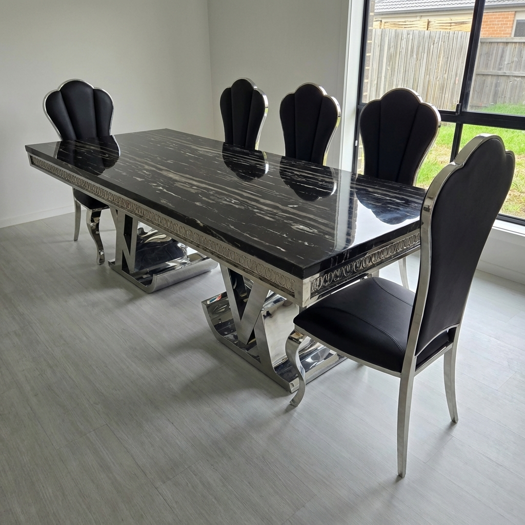 Ashton Marble Dining Table with 8 Chairs