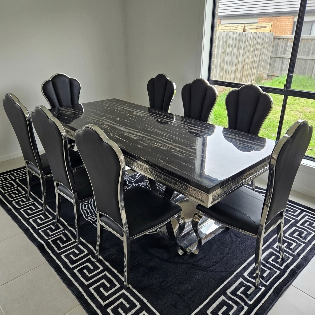 Ashton Marble Dining Table with 8 Chairs