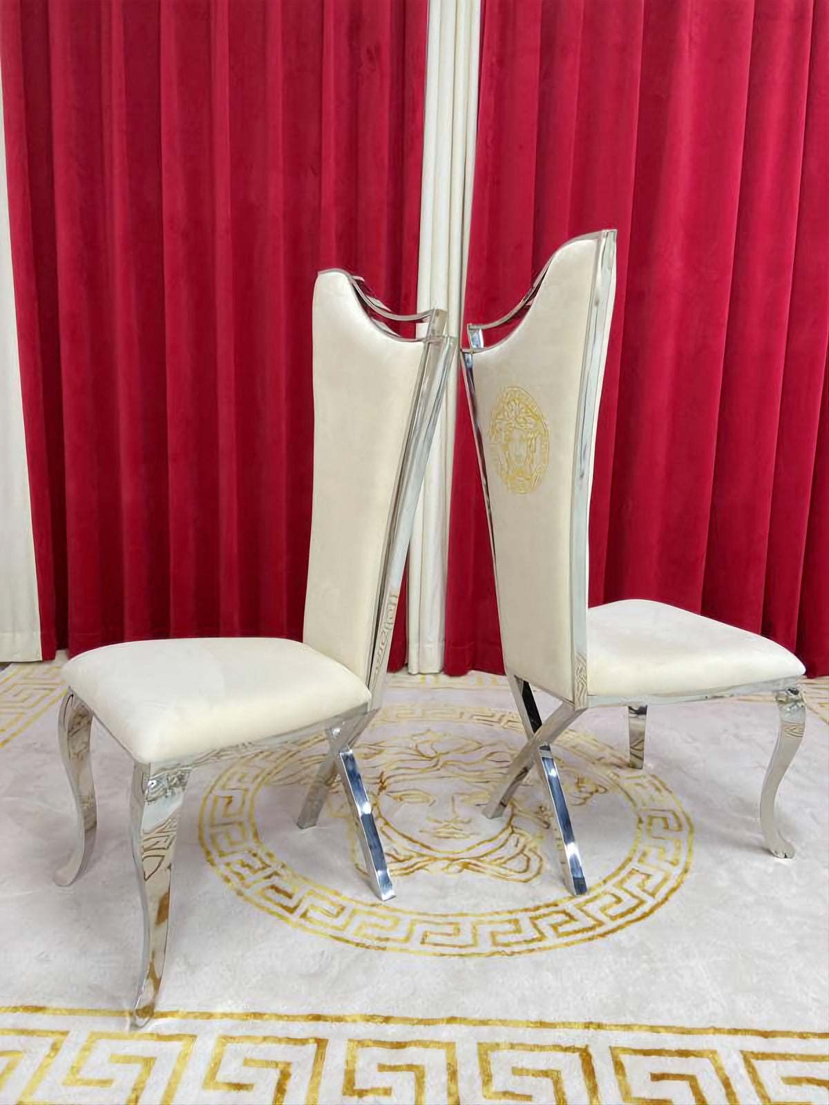 Classy Cream Velvet Dining Chair