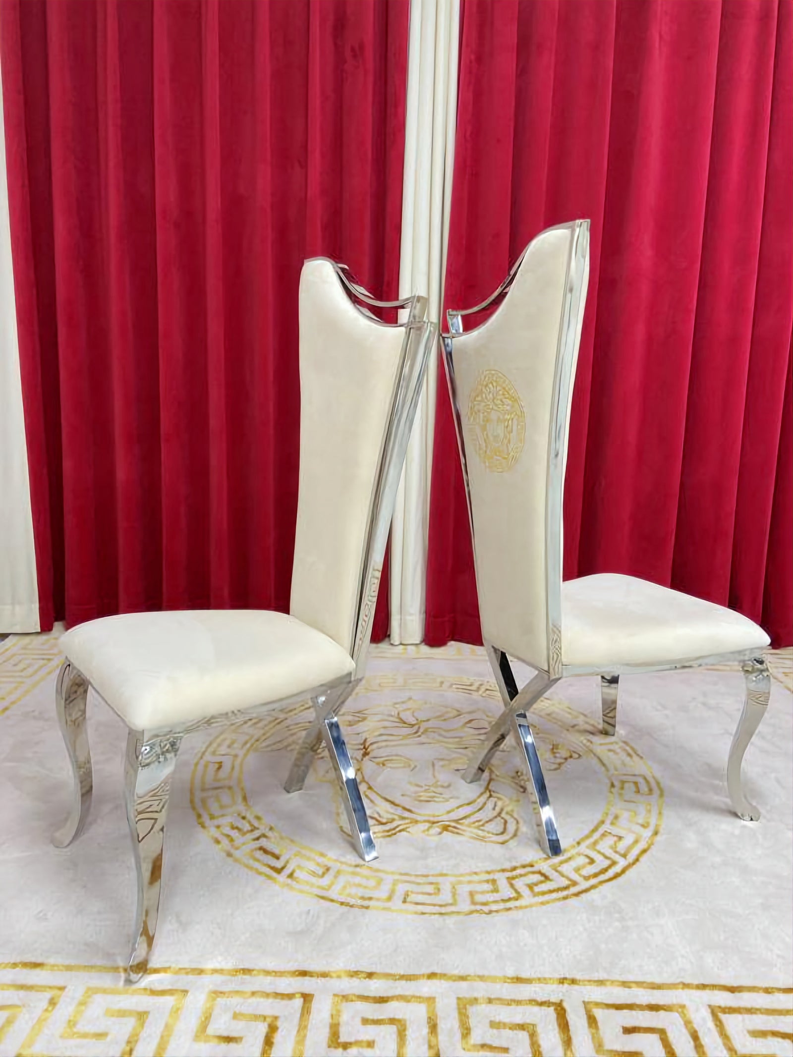 Classy Cream Velvet Dining Chair