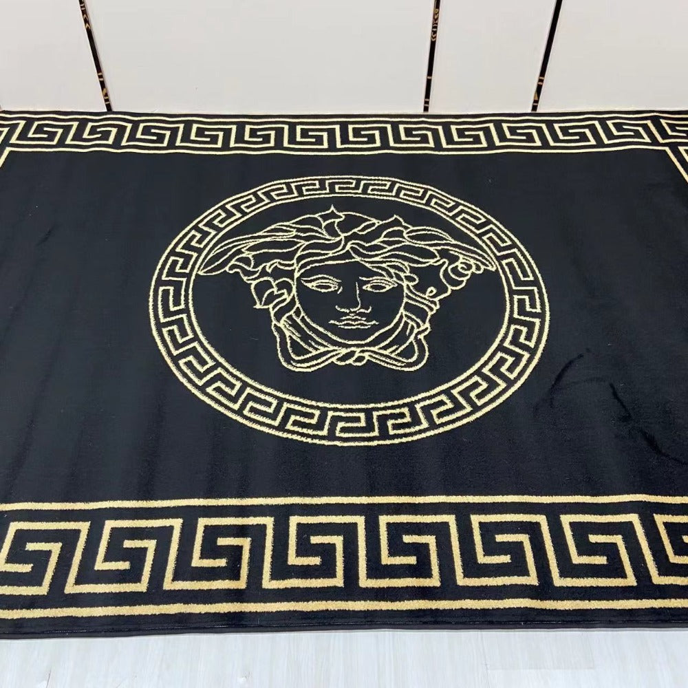Big Classy and Modern, Luxury and Classy Comfortable Black and Gold Carpet with Versace logo