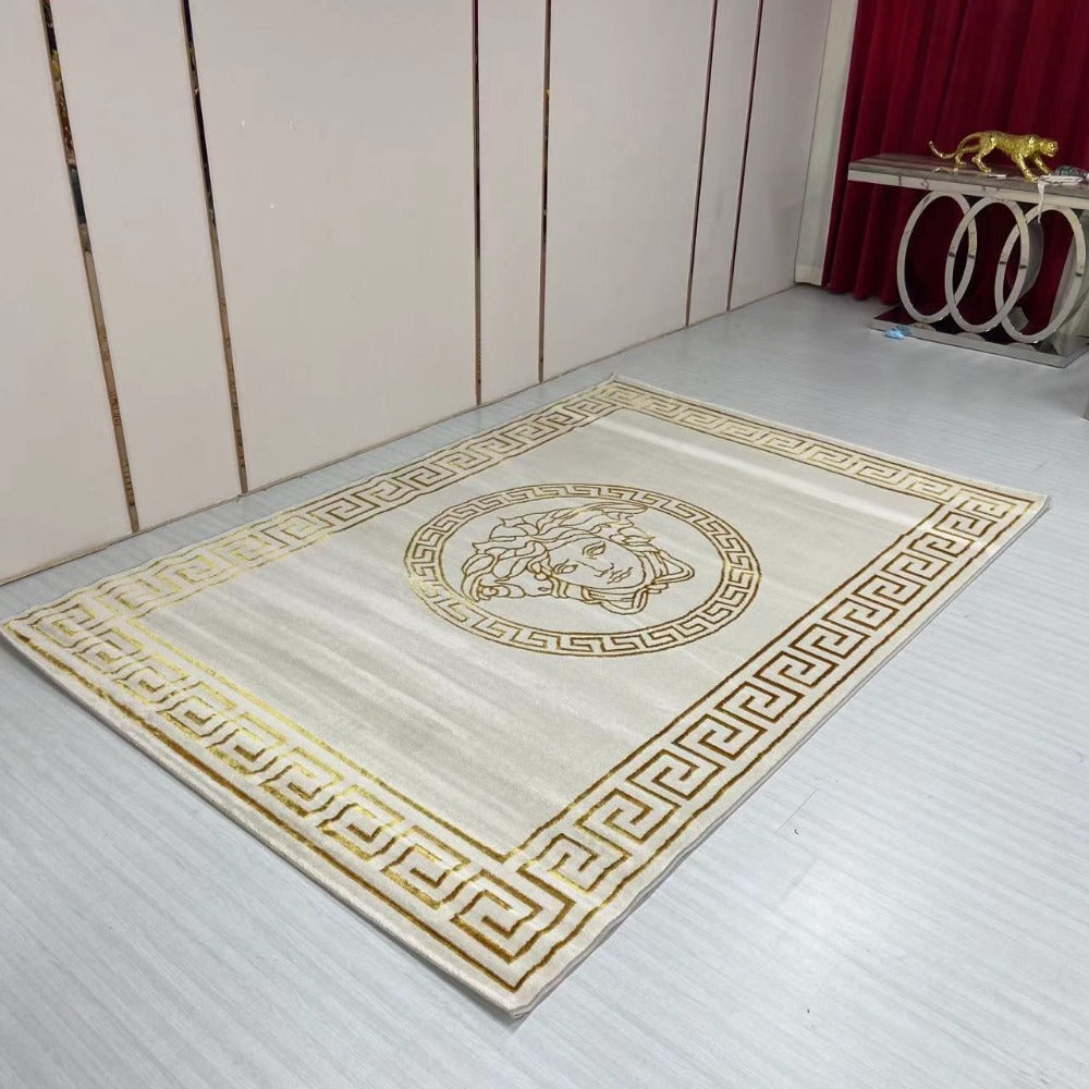 Modern, Luxury and Classy Comfortable Black and White Carpet with Versace logo