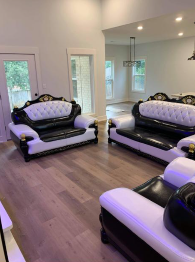 Avril Black & White  Leather Sofa set