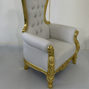 Luxury, Stylish and Comfortable Queen / King Royal Chair in White Microfibre Leather with Gold trims