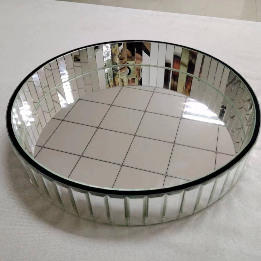 Beautiful and Classic Diamond Crushed Glass Decorative Mirror in Silver