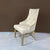 Elegant and Classy LV Marble Dining Table With Cream Velvet Dining Room Chairs in Gold Stainless Steel Frame. Best Marble Dining Tables and Chairs in Melton, Melbourne