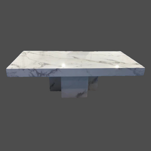 Marble Coffee Table In White-Grey Marble Top