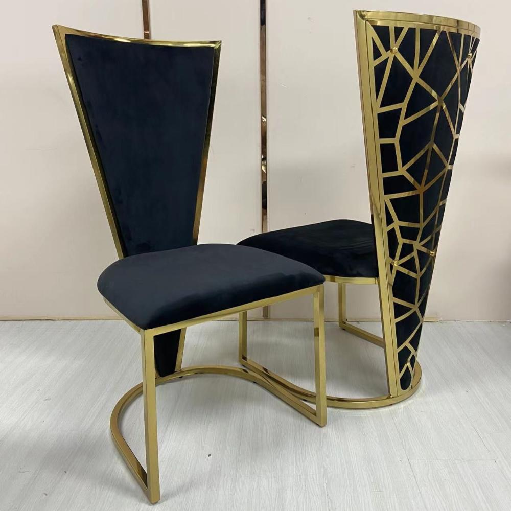 Classy and Exclusive Dining Room Chairs In Holland Velvet Material and Gold Frame