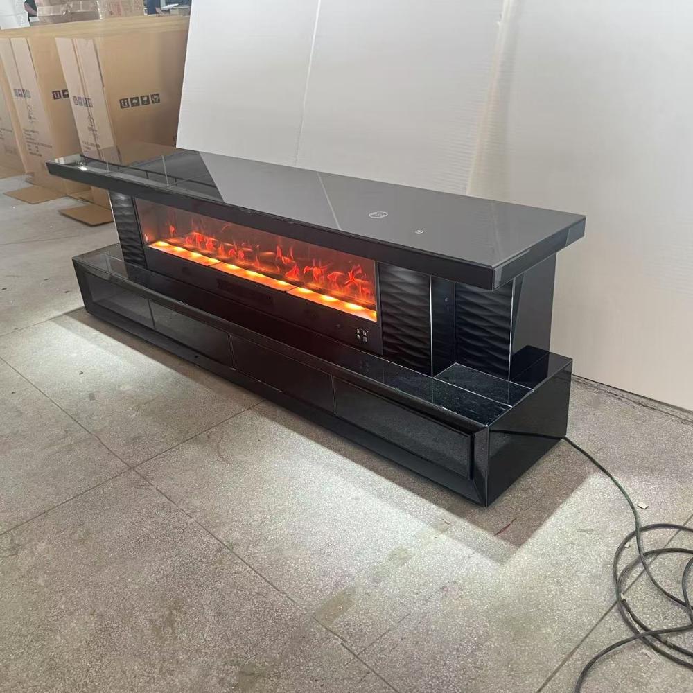 Exclusive Black Glass TV Stand with LED Lights, Bluetooth Speakers and 7 Colour Crystal Light Changes / Reflectors