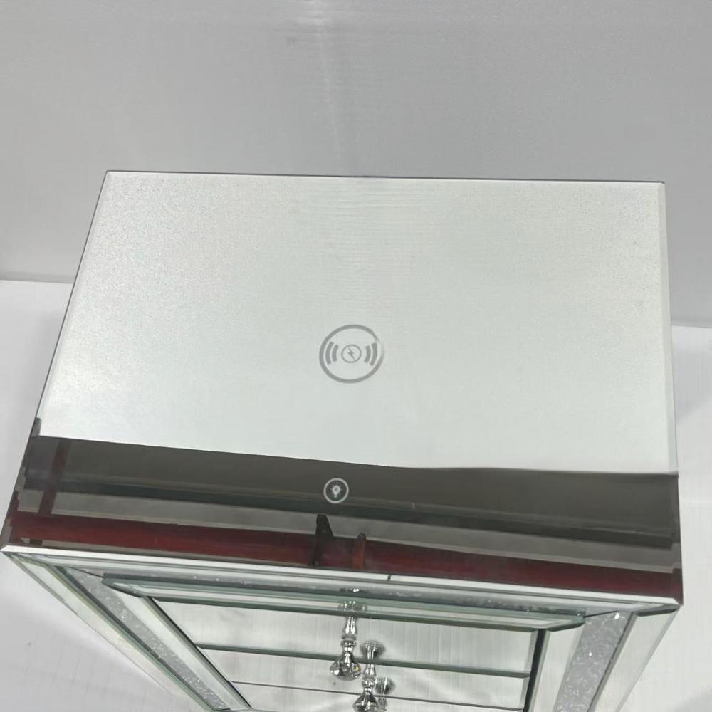 Diamond Crushed Bedside Table with 3 Drawers and LED Lights for a Stunning Looks