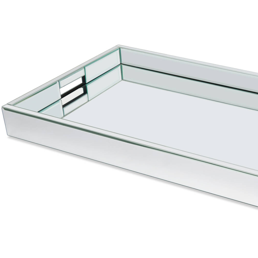 Classy and Modern Glass Mirrored Serving and Decorative Tray, Available in Silver
