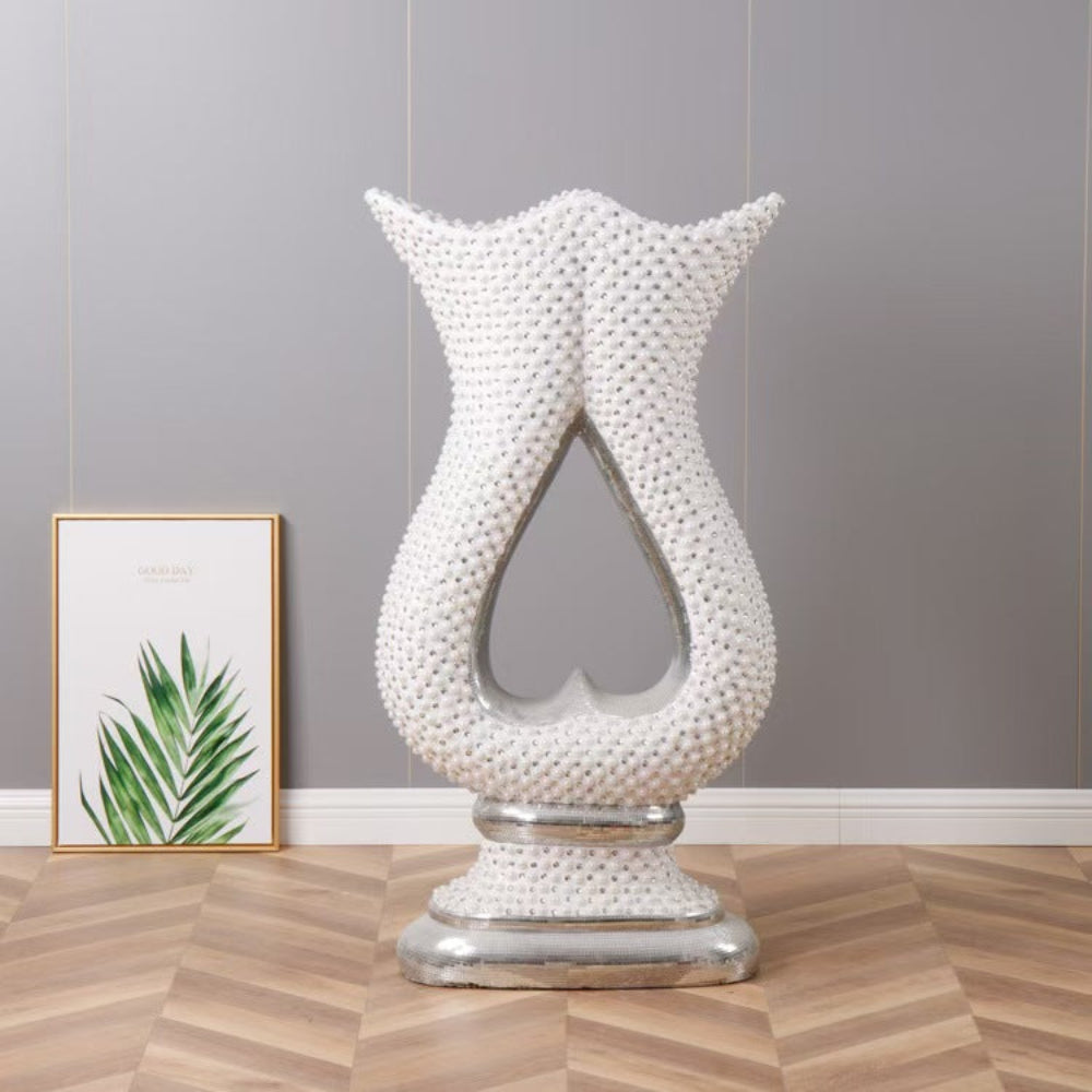 White Decorative Resin Vase with Silver Edges