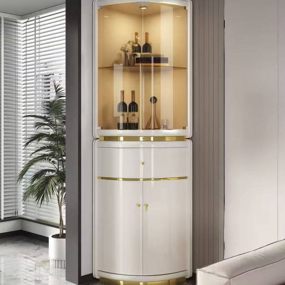 White 2 Piece Display Cabinet with Gold Frame