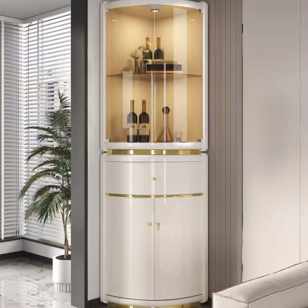 Classic White 2 Piece Display Cabinet with Gold Frame
