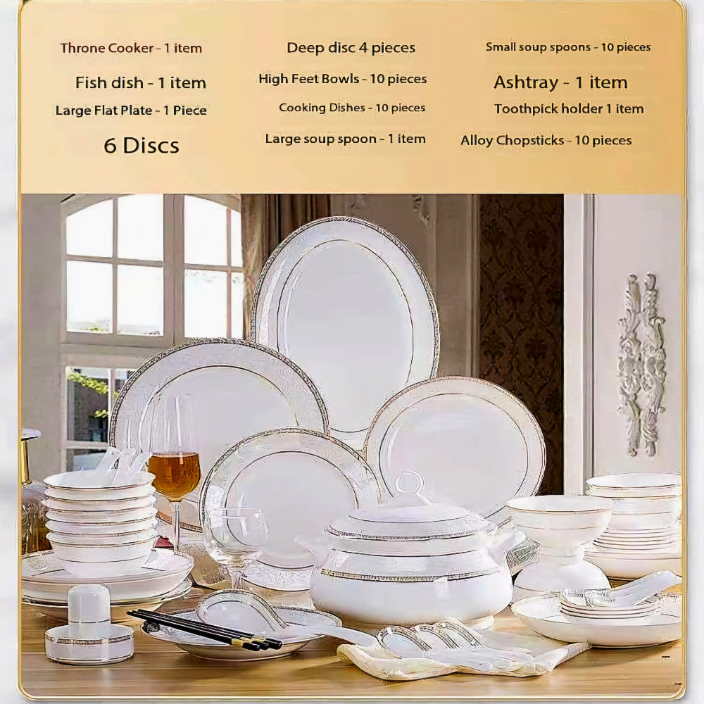 Pure Ceramic Kitchenware in White and Decorative Edges. RBM Classic Home