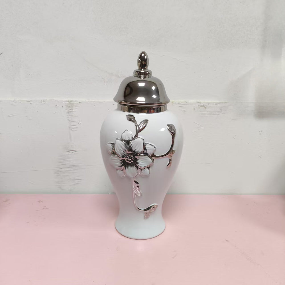 White Decorative Vase / Jar with Lid