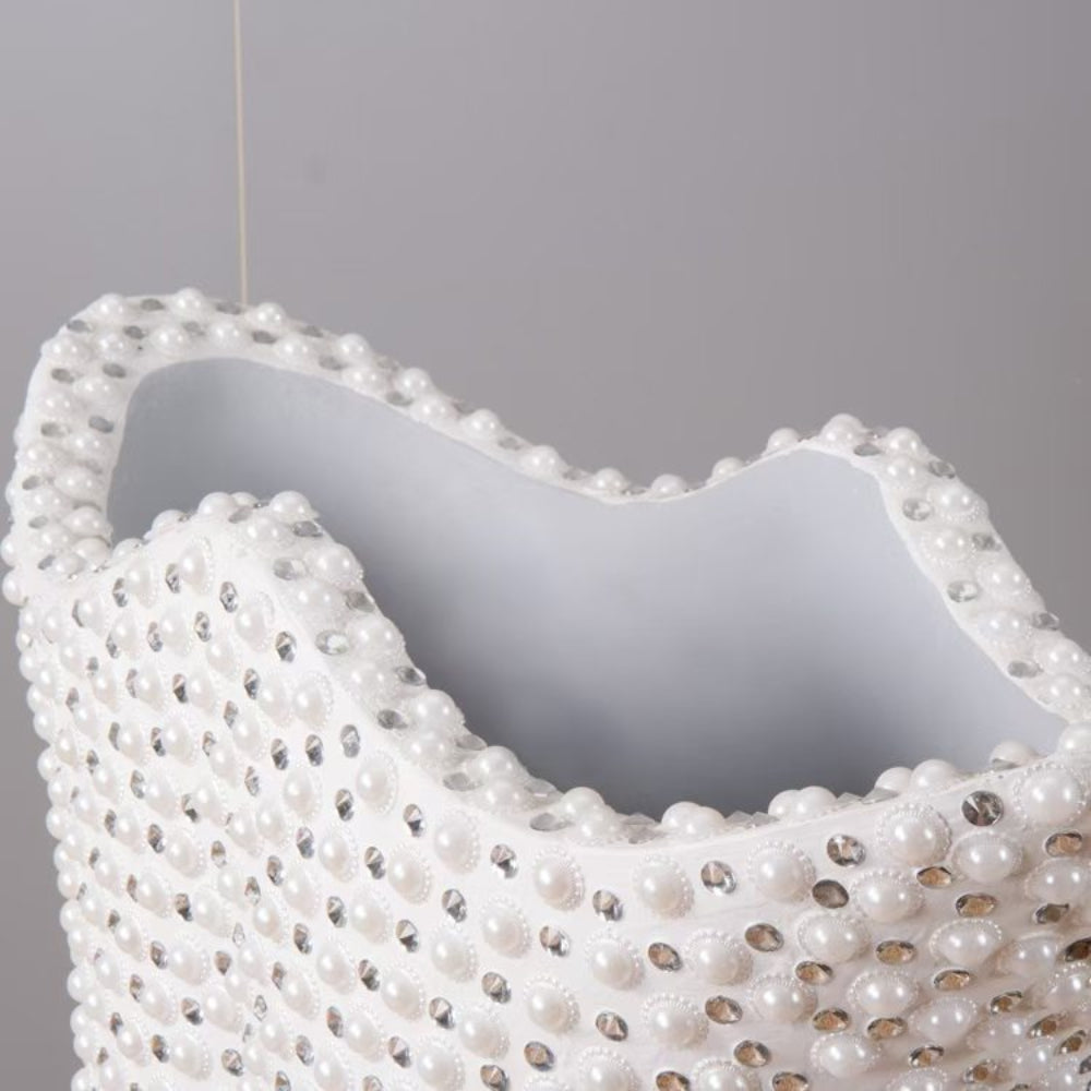 Modern White Decorative Resin Vase with Silver Edges