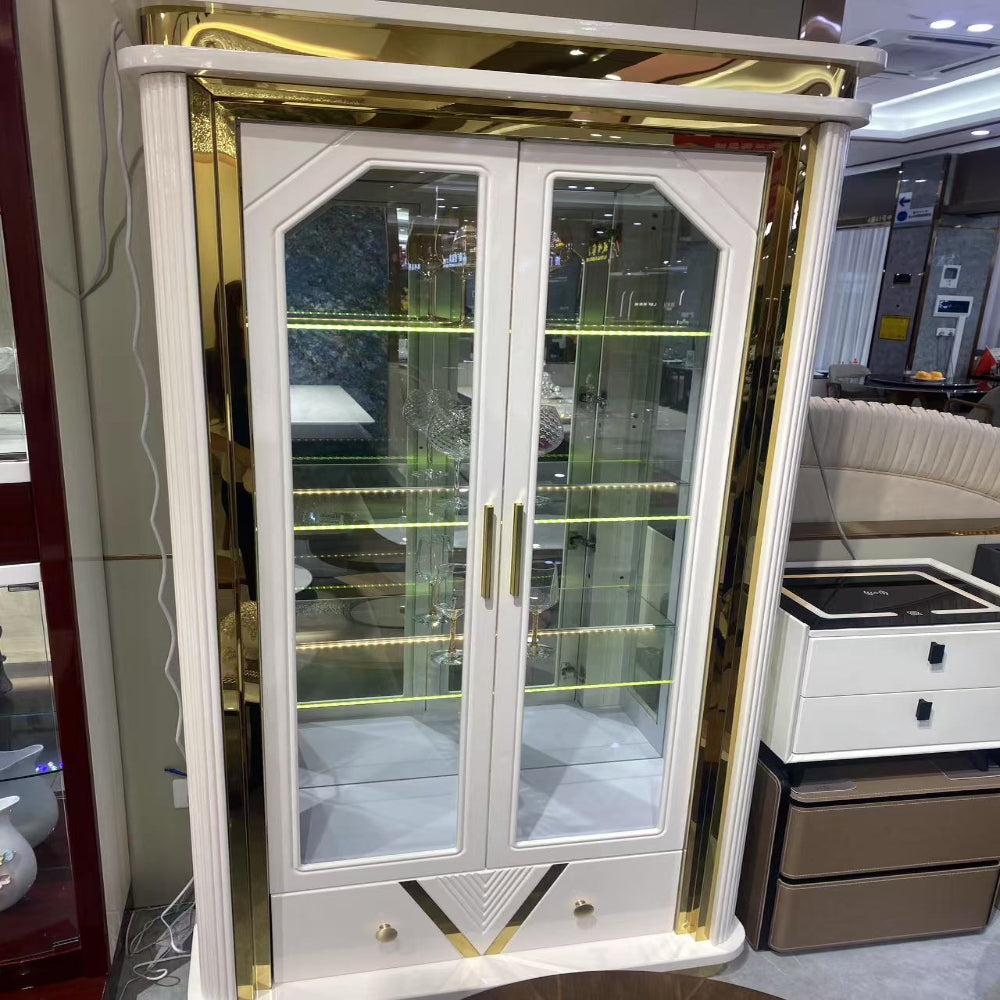 White and Gold Display Cabinet