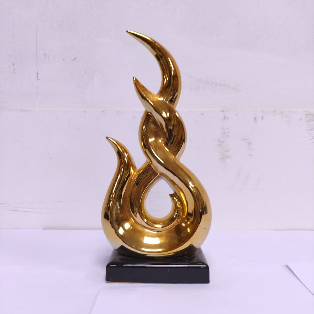 Gold Decorative Ceramic Sculpture Made from Glossy Ceramic on an MDF Base