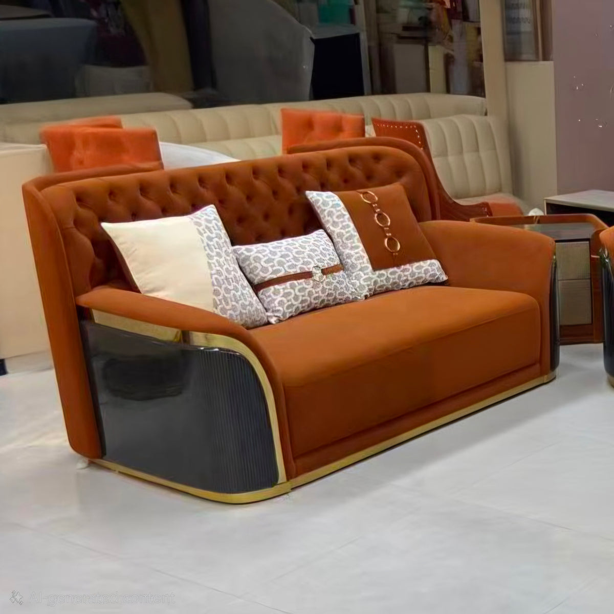 Gaga Beige Leather Sofa set